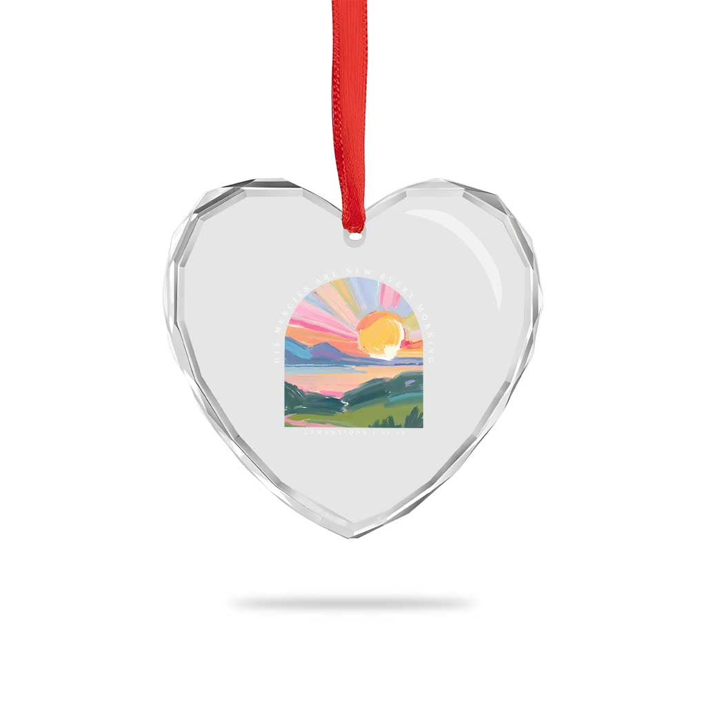 His Mercies Are New Every Morning Heart Crystal Glass Ornament Religious Christian Bible Verse - Wonder Print Shop