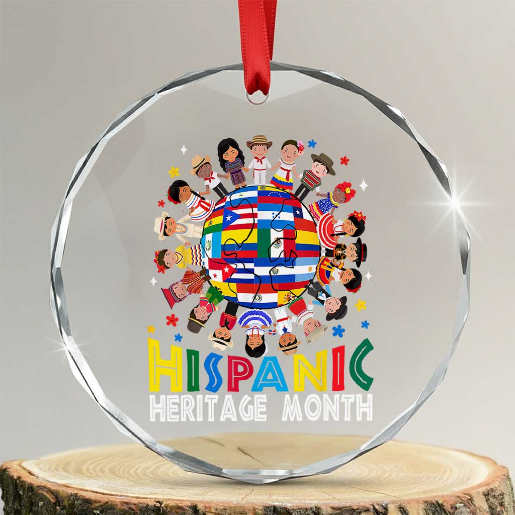 Hispanic Heritage Month Crystal Glass Ornament Herencia Hispana Celebration Hispanic Americans - Wonder Print Shop