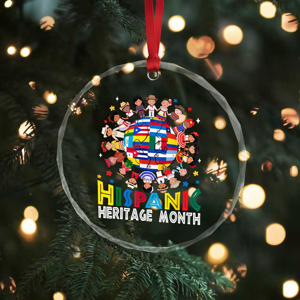 Hispanic Heritage Month Crystal Glass Ornament Herencia Hispana Celebration Hispanic Americans - Wonder Print Shop