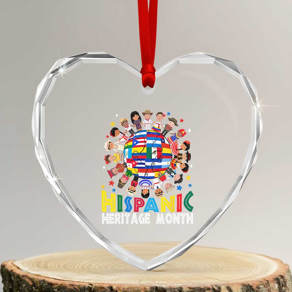Hispanic Heritage Month Heart Crystal Glass Ornament Herencia Hispana Celebration Hispanic Americans - Wonder Print Shop