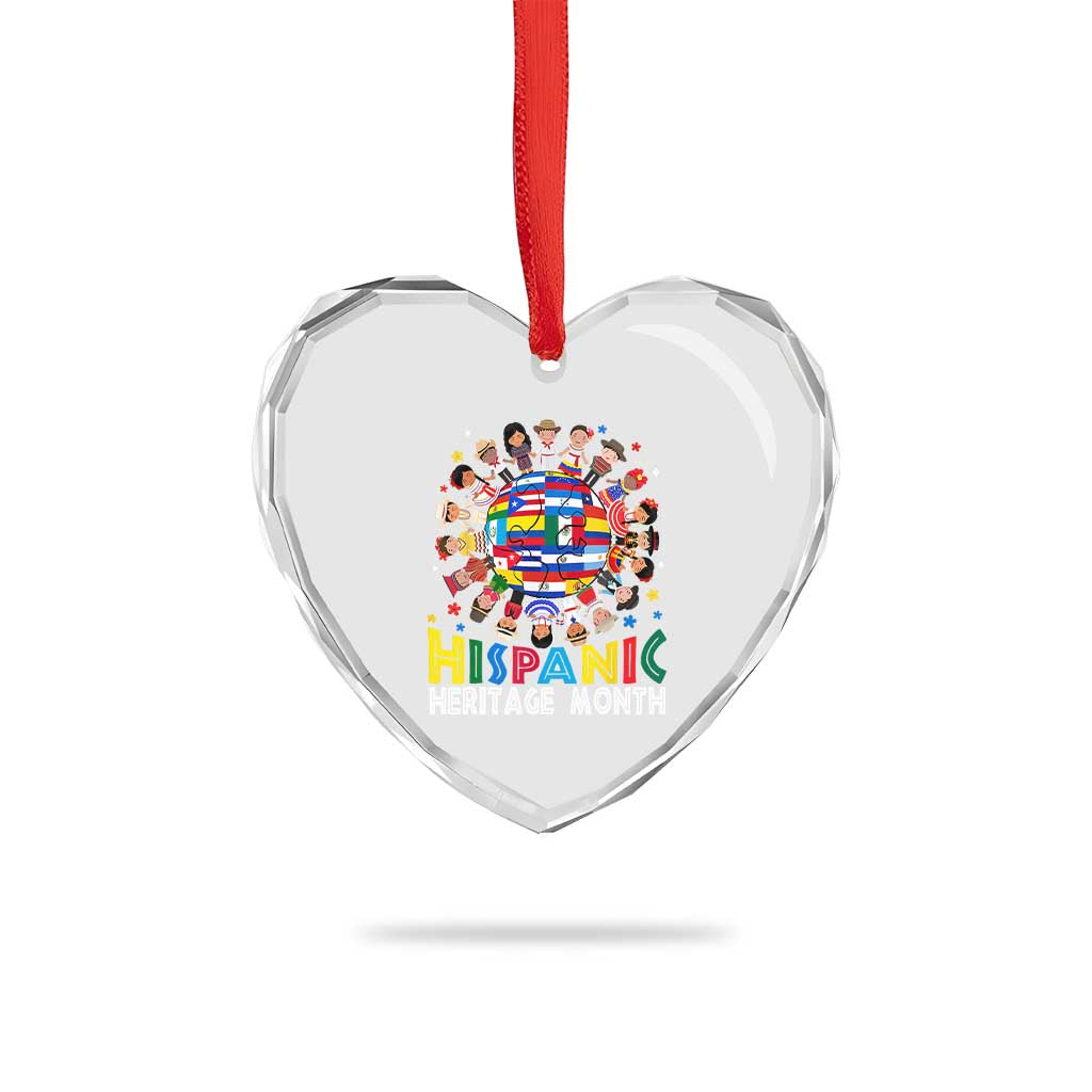 Hispanic Heritage Month Heart Crystal Glass Ornament Herencia Hispana Celebration Hispanic Americans - Wonder Print Shop
