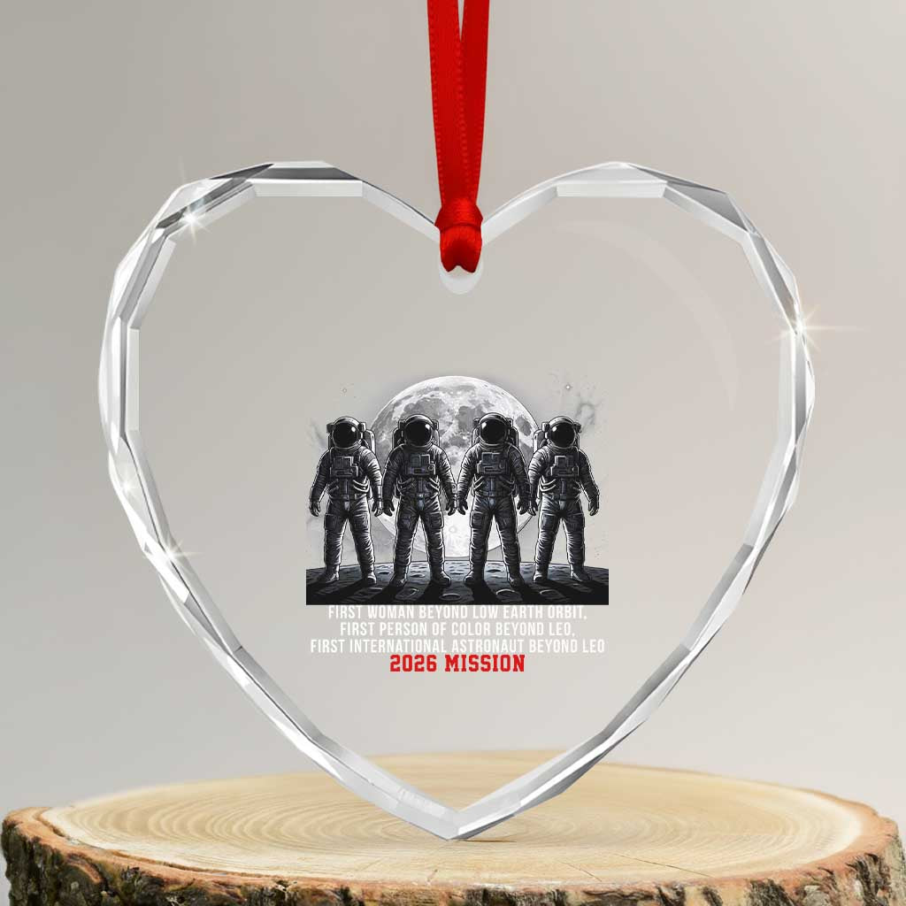 Historic 2026 Lunar Mission Crew Celebration Heart Crystal Glass Ornament Proud To Be Beyond Low Earth Orbit