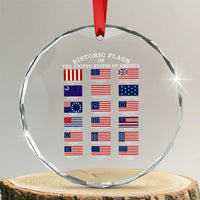 Historic Flags of The United States of America Crystal Glass Ornament US History 4th of July