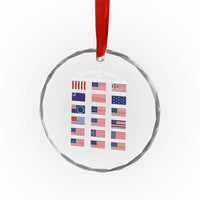 Historic Flags of The United States of America Crystal Glass Ornament US History 4th of July