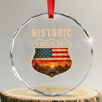 Historic Highway 66 Crystal Glass Ornament Vintage American Road Sign Americana Road Trip