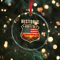 Historic Highway 66 Crystal Glass Ornament Vintage American Road Sign Americana Road Trip