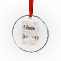 Historic Route Highway 66 100 Years Anniversary Crystal Glass Ornament Highway Road Sign Wings Vintage American Flag