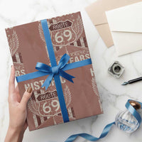 Historic US Route 69 100 Years Anniversary Wrapping Paper Roll Highway Road Sign Wings Vintage American Flag