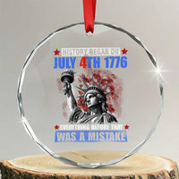 History Began July 4th 1776 Crystal Glass Ornament Bold Patriotic Statement Statue of Liberty TS02