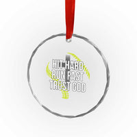 Hit Hard Run Fast Trust God Christian Softball Crystal Glass Ornament