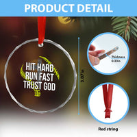 Hit Hard Run Fast Trust God Christian Softball Crystal Glass Ornament