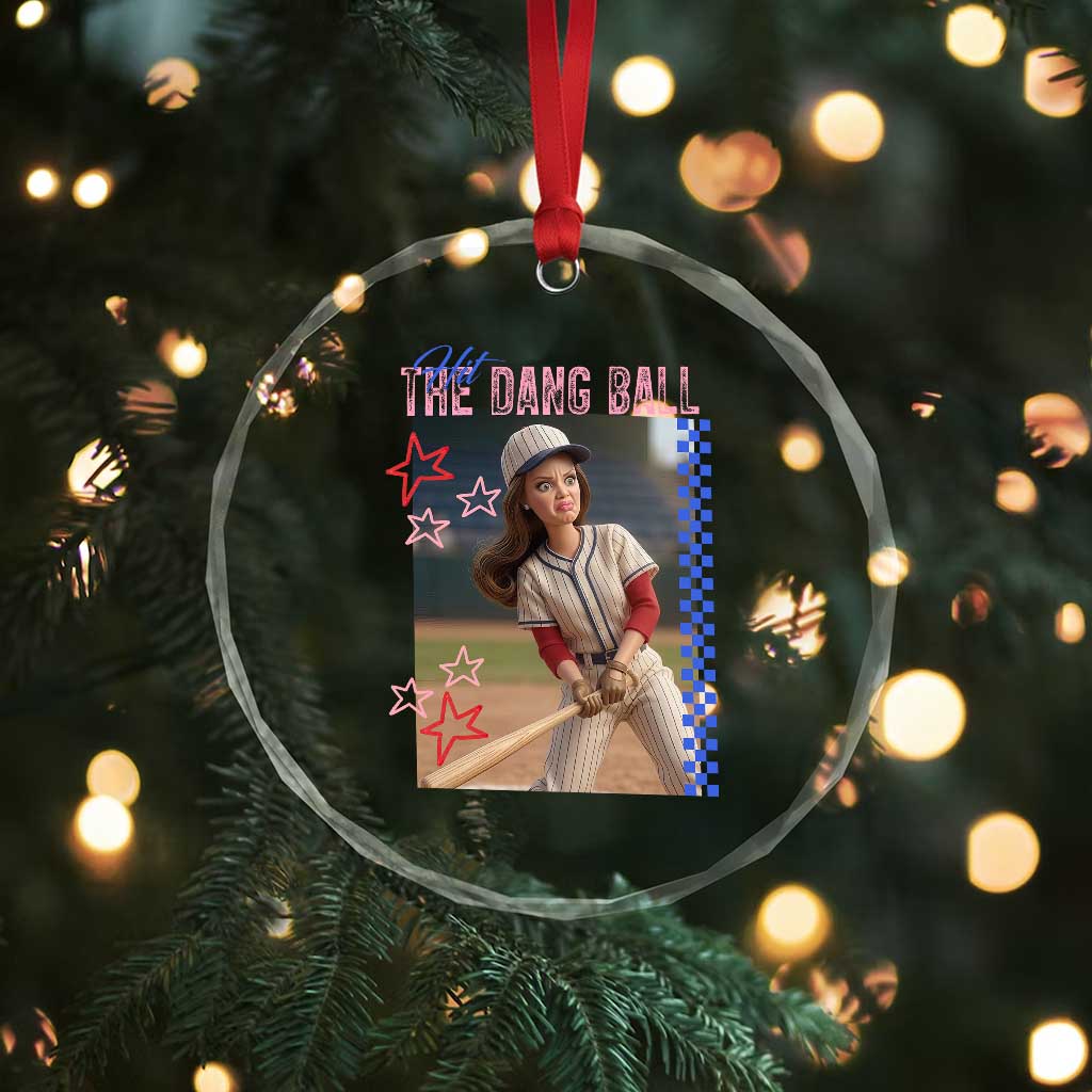 Hit The Dang Ball Funny Doll Baseball Graphic Crystal Glass Ornament Sassy Sports Fan Gift