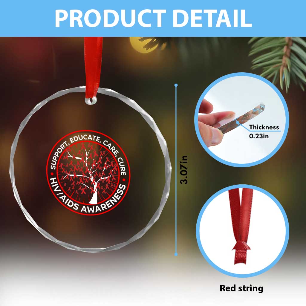 HIV AIDS Awareness Empowerment Gift Crystal Glass Ornament Support Educate Care Cure TS12