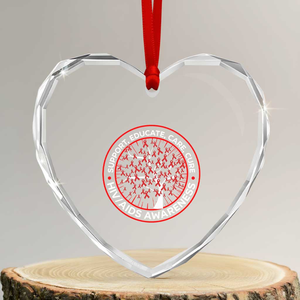 HIV AIDS Awareness Empowerment Gift Heart Crystal Glass Ornament Support Educate Care Cure - Wonder Print Shop