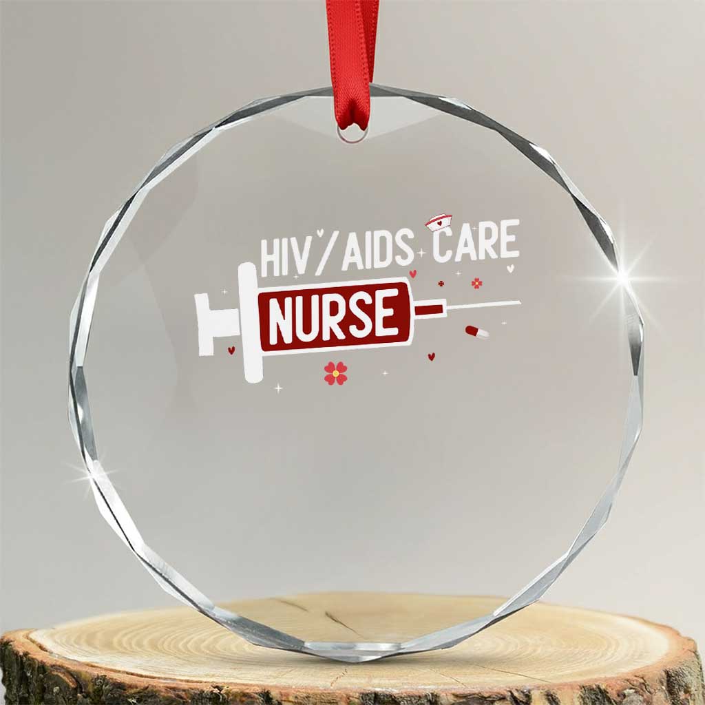 HIV AIDS Care Nurse Crystal Glass Ornament Red Ribbon Support Gift - Wonder Print Shop