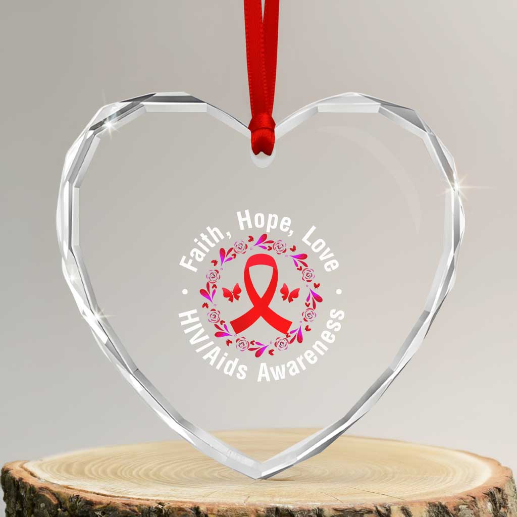HIV Awareness Empowerment Gift Heart Crystal Glass Ornament Faith Hope Love - Wonder Print Shop