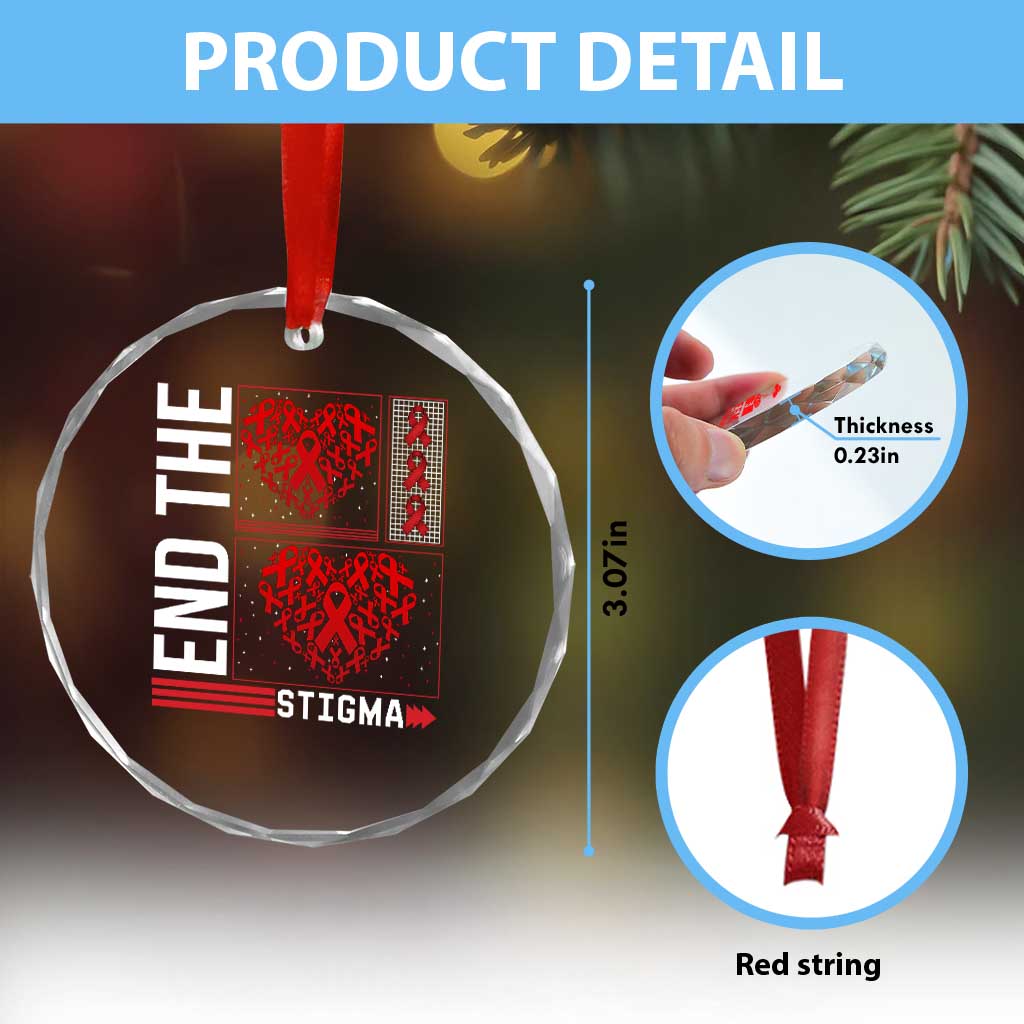 HIV Awareness End The Stigma Crystal Glass Ornament World AIDS Day Gift - Wonder Print Shop