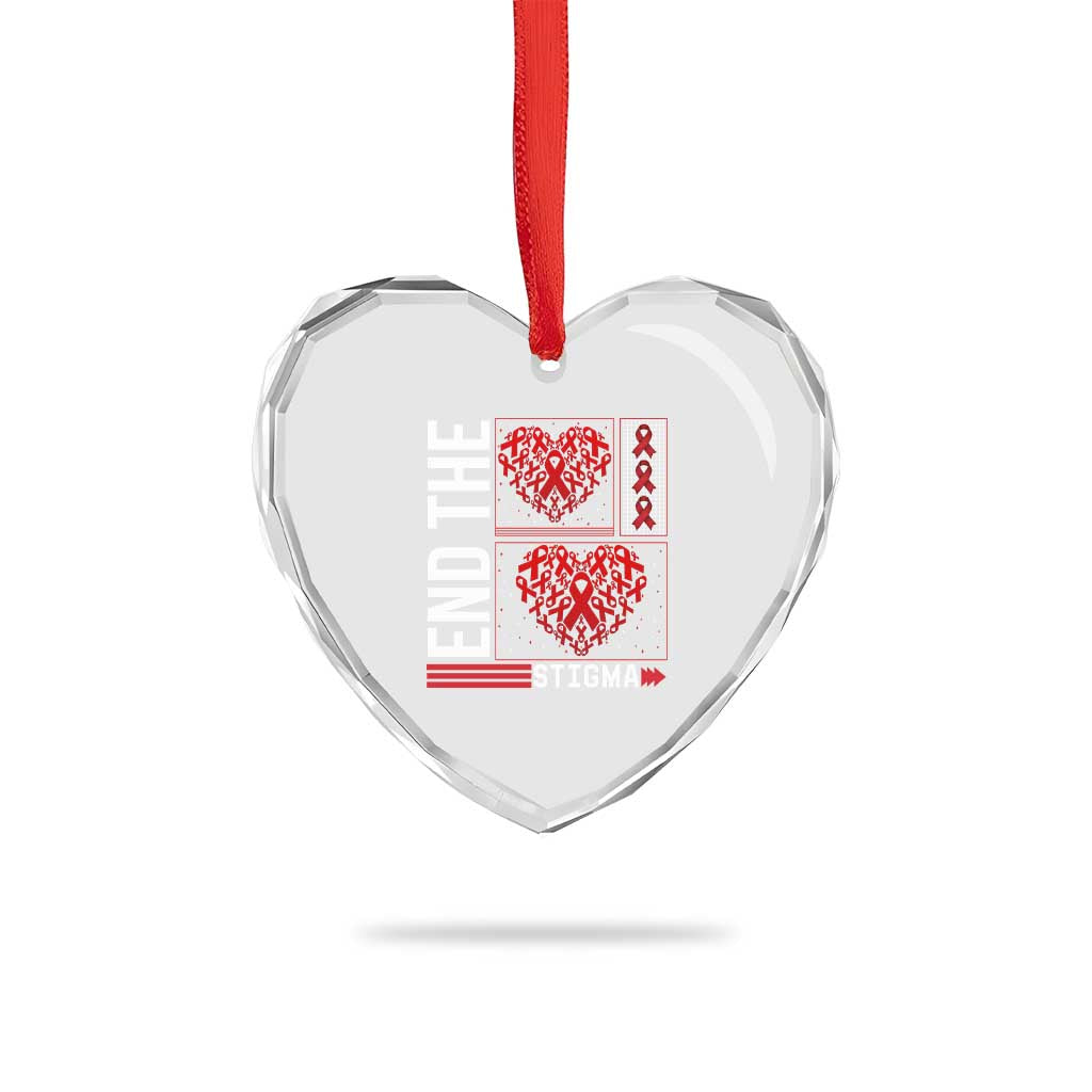 HIV Awareness End The Stigma Heart Crystal Glass Ornament World AIDS Day Gift - Wonder Print Shop