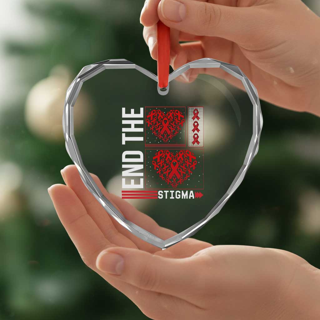 HIV Awareness End The Stigma Heart Crystal Glass Ornament World AIDS Day Gift - Wonder Print Shop