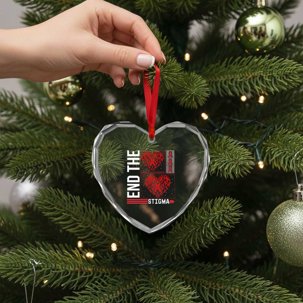 HIV Awareness End The Stigma Heart Crystal Glass Ornament World AIDS Day Gift - Wonder Print Shop