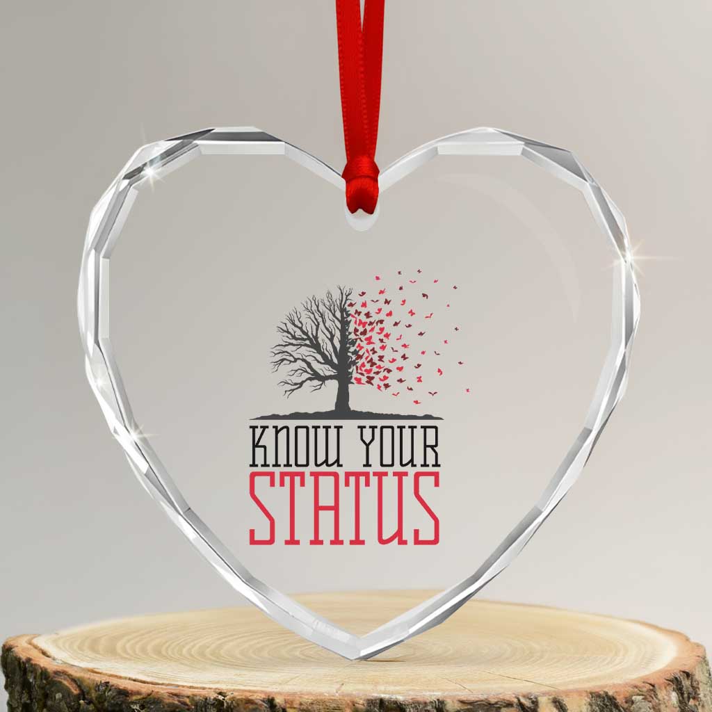 HIV Awareness Month Heart Crystal Glass Ornament Know Your Status Prevention Support Gift - Wonder Print Shop