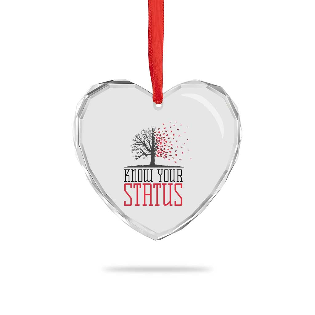 HIV Awareness Month Heart Crystal Glass Ornament Know Your Status Prevention Support Gift - Wonder Print Shop