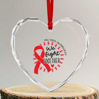 HIV Awareness Red Ribbon Support Gift Heart Crystal Glass Ornament We Fight Together - Wonder Print Shop
