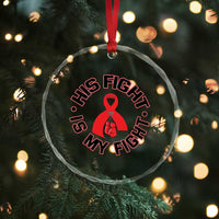 HIV Warrior His Fight Is My Fight Crystal Glass Ornament Red Ribbon Boxing Gift - Wonder Print Shop