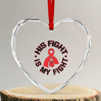 HIV Warrior His Fight Is My Fight Heart Crystal Glass Ornament Red Ribbon Boxing Gift - Wonder Print Shop