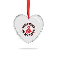 HIV Warrior His Fight Is My Fight Heart Crystal Glass Ornament Red Ribbon Boxing Gift - Wonder Print Shop