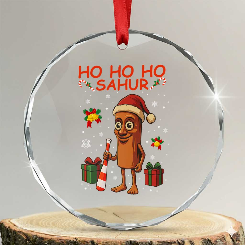 Ho Ho Ho Sahur Italian Brainrot Meme Crystal Glass Ornament Funny Gen Z Alpha Christmas Gift - Wonder Print Shop
