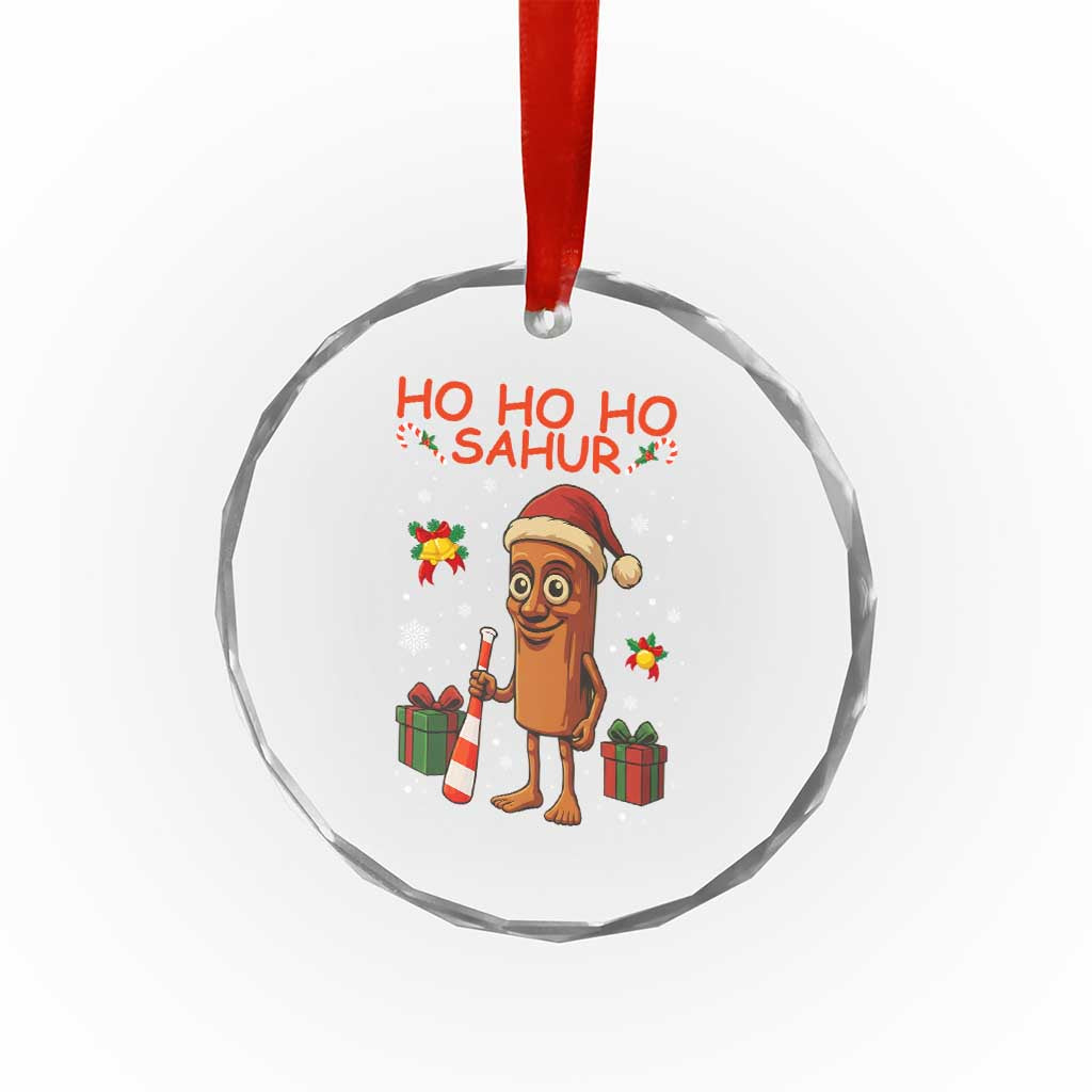 Ho Ho Ho Sahur Italian Brainrot Meme Crystal Glass Ornament Funny Gen Z Alpha Christmas Gift - Wonder Print Shop