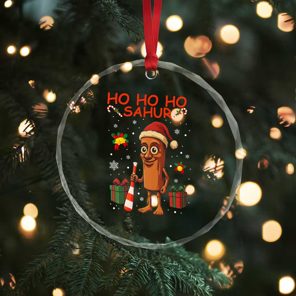 Ho Ho Ho Sahur Italian Brainrot Meme Crystal Glass Ornament Funny Gen Z Alpha Christmas Gift - Wonder Print Shop
