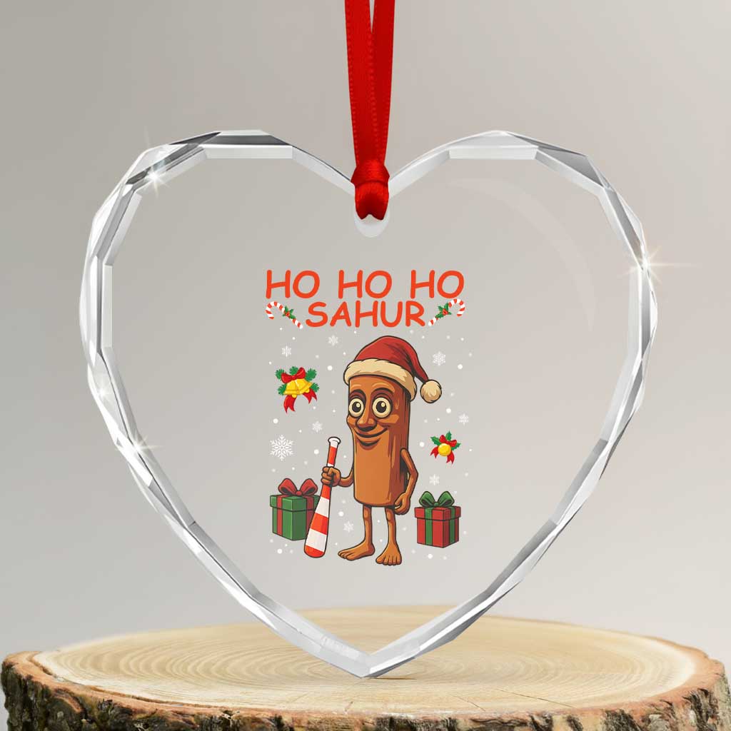 Ho Ho Ho Sahur Italian Brainrot Meme Heart Crystal Glass Ornament Funny Gen Z Alpha Christmas Gift - Wonder Print Shop