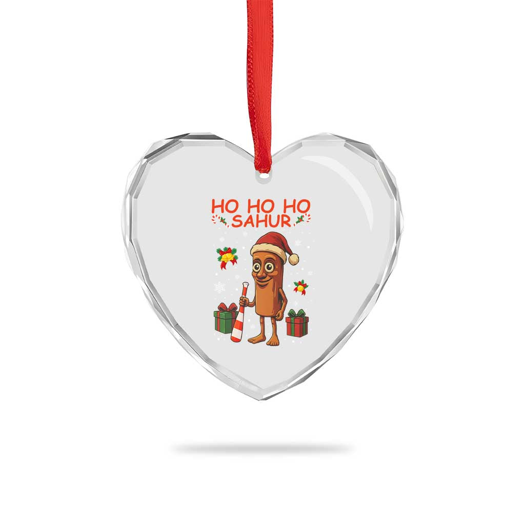 Ho Ho Ho Sahur Italian Brainrot Meme Heart Crystal Glass Ornament Funny Gen Z Alpha Christmas Gift - Wonder Print Shop