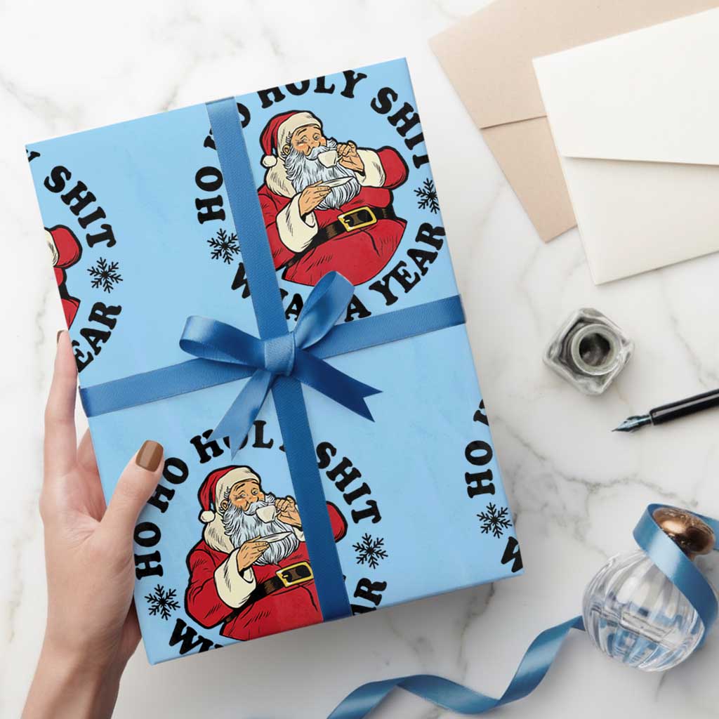Ho Ho Holy Shit What A Year Wrapping Paper Roll Funny Christmas Santa - Wonder Print Shop