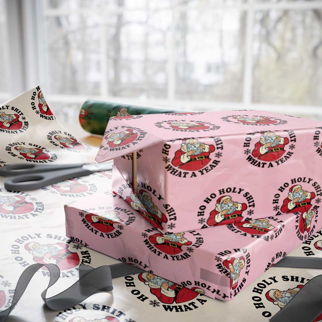 Ho Ho Holy Shit What A Year Wrapping Paper Roll Funny Christmas Santa - Wonder Print Shop