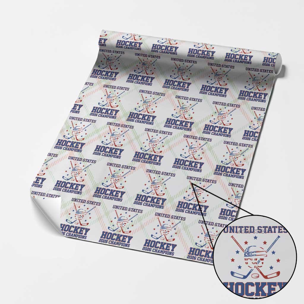 Hockey Champions 2026 Wrapping Paper Roll Patriotic Ice Hockey Fan
