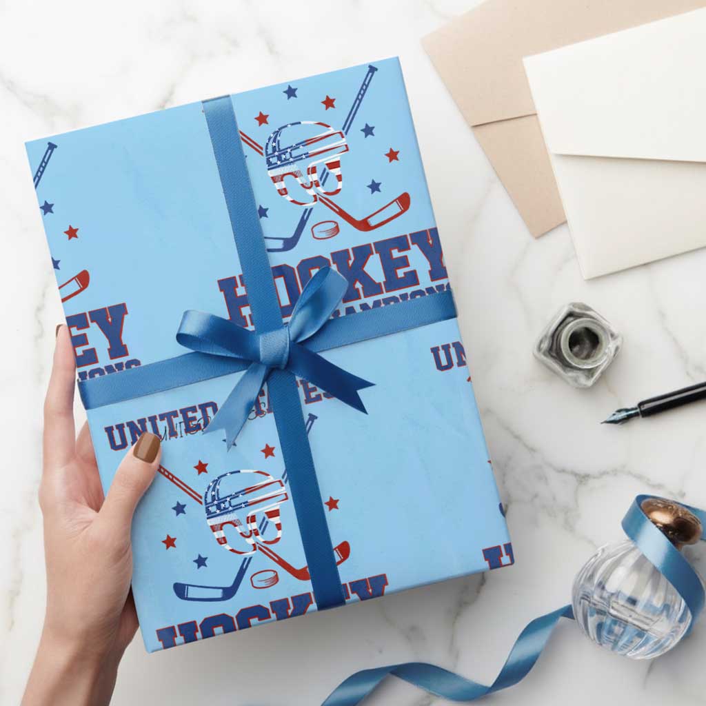 Hockey Champions 2026 Wrapping Paper Roll Patriotic Ice Hockey Fan