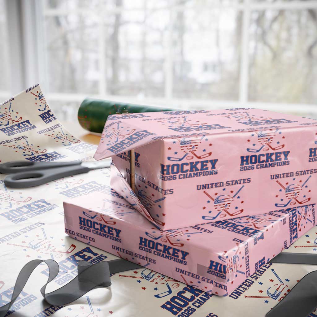 Hockey Champions 2026 Wrapping Paper Roll Patriotic Ice Hockey Fan