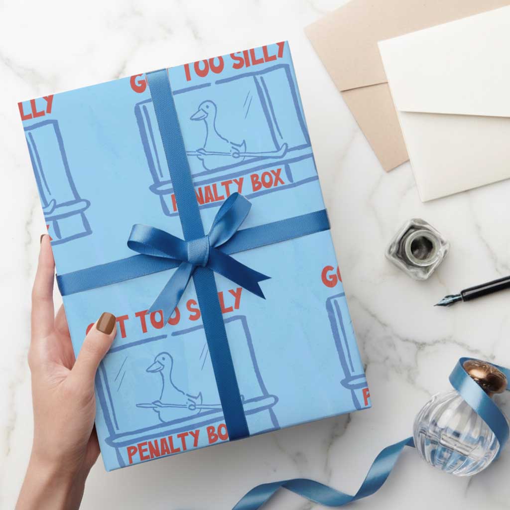 Hockey Got Too Silly Penalty Box Wrapping Paper Roll Silly Goose Meme