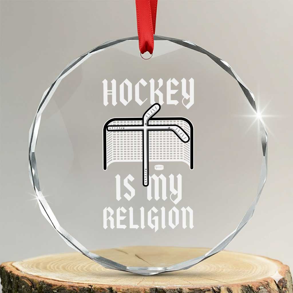 Hockey Is My Religion Crystal Glass Ornament Funny Christian Goalie Gift - Wonder Print Shop