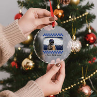 Hockey Mom Raccoon Iced Coffee Crystal Glass Ornament I Live Here Now