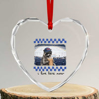 Hockey Mom Raccoon Iced Coffee Heart Crystal Glass Ornament I Live Here Now
