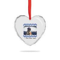 Hockey Mom Raccoon Iced Coffee Heart Crystal Glass Ornament I Live Here Now