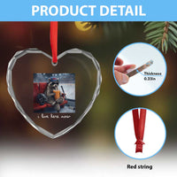 Hockey Mom Raccoon Iced Coffee Heart Crystal Glass Ornament I Live Here Now