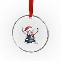 Hockey Puck Snowman Crystal Glass Ornament Funny Holiday Christmas Gift - Wonder Print Shop