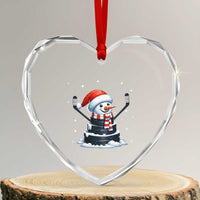 Hockey Puck Snowman Heart Crystal Glass Ornament Funny Holiday Christmas Gift - Wonder Print Shop