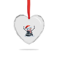 Hockey Puck Snowman Heart Crystal Glass Ornament Funny Holiday Christmas Gift - Wonder Print Shop