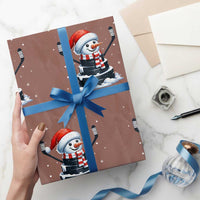 Hockey Puck Snowman Wrapping Paper Roll Funny Holiday Christmas Gift - Wonder Print Shop